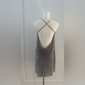 Michelle Mason Backless Silver/Gray Dress